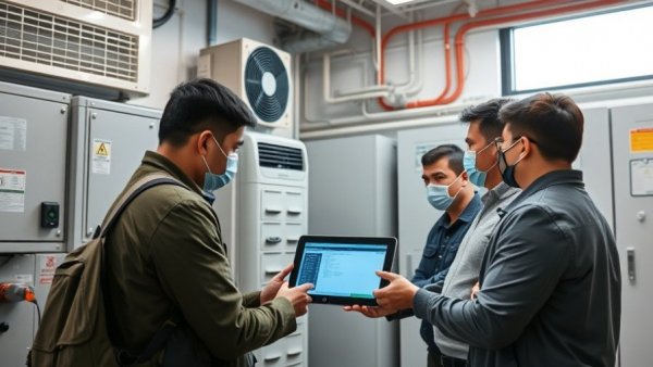 Students and instructor checking HVAC equipment, highlighting HVACR programs enrollment increase.