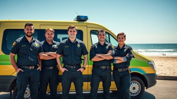Veterans in trade standing by service van, sunny day