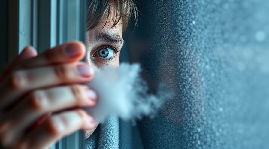 Worried homeowner observing frosted window, highlighting frozen pipes timing.