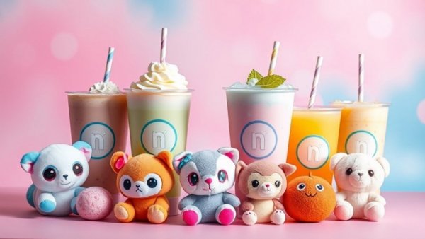 Neopets Gong cha Collaboration with themed drinks and plush toys.