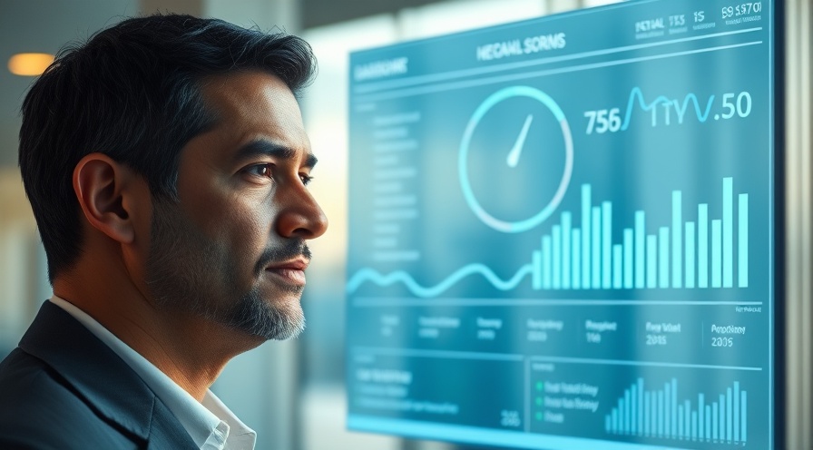 Confident business owner contemplating smart HVAC systems at digital dashboard.