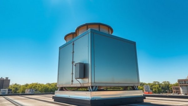 HVAC economizer unit on rooftop commissioning under sunny sky.