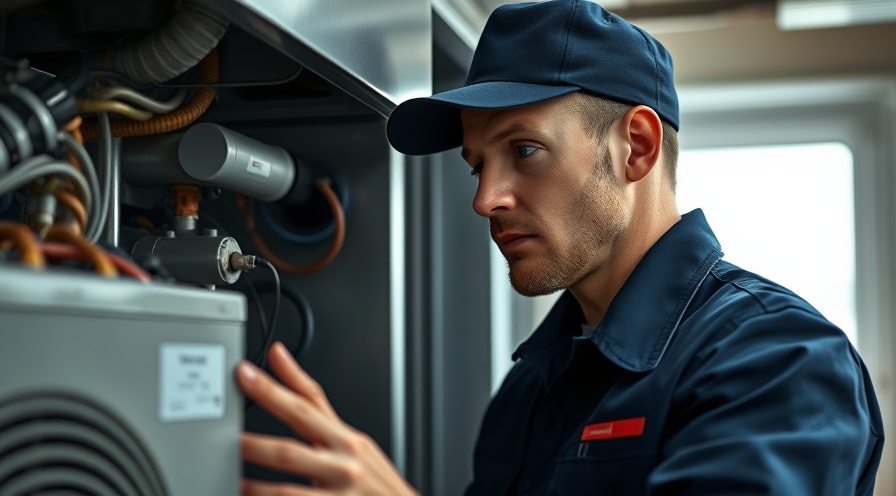 HVAC technician inspecting hydronic heating equipment for energy efficiency.