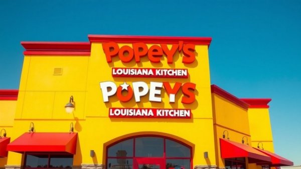 Exterior of Popeyes Louisiana Kitchen reflecting sales decline concerns.