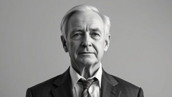 Portrait of a distinguished older man in a suit, classic style.