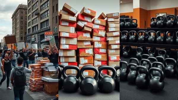 Minneapolis Gyms Community Support triptych showing protest and donations.