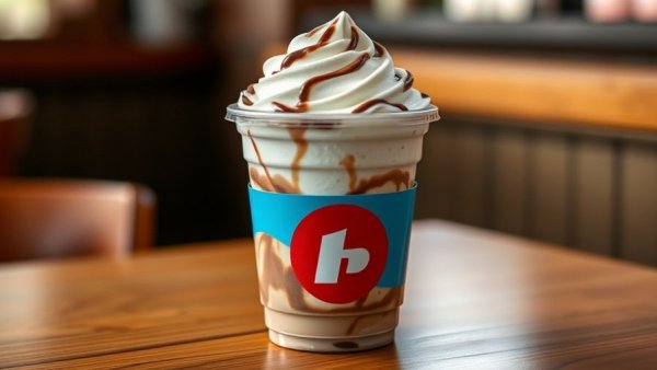 Wendy's Thin Mints Frosty Fusion with chocolate swirls in a cup.