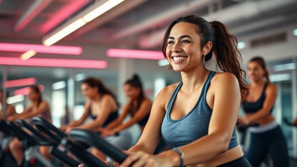 Ministry of Sound Games fitness instructor leading spin class.