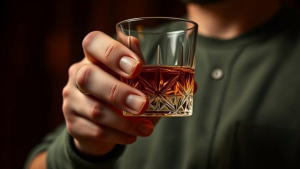 Person holding glass of whiskey, impact on lifters.