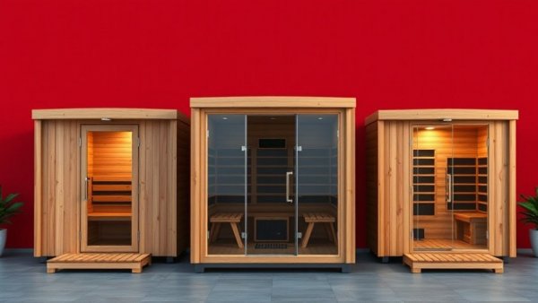 Three modern outdoor saunas, unique designs, Best Outdoor Sauna 2025.