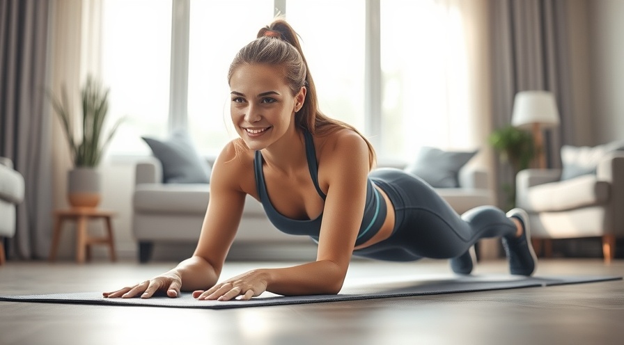 Fit woman performing plank exercise for effective toning workouts in a modern living room.