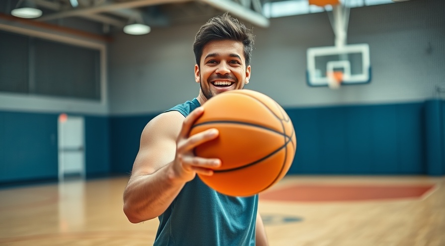 Athletic young adult dribbling a basketball, showcasing gym equipment and fitness activities.