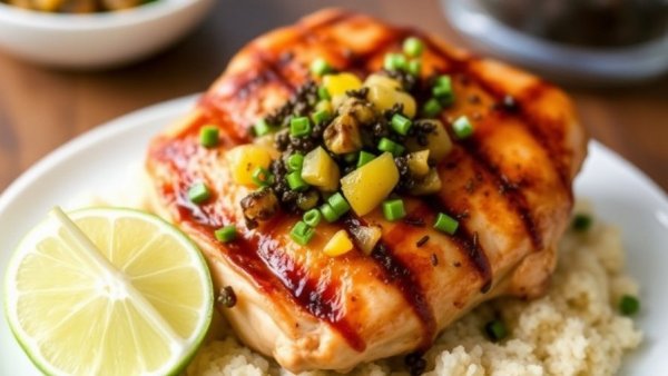 Grilled Honey Lime Chicken with Cowboy Caviar