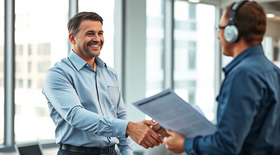 Business owner and HVAC technician review product certification, emphasizing HVAC safety standards.