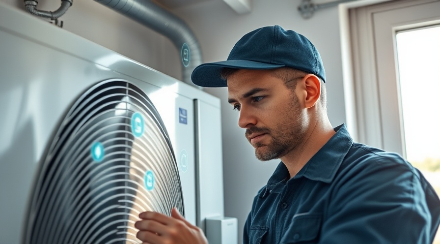 Confident HVAC technician examines eco-friendly heat pump technology for electrification.