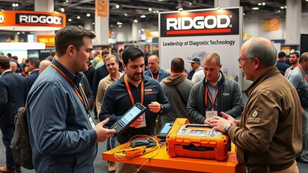 RIDGID Diagnostic Leadership discussion at trade show booth.