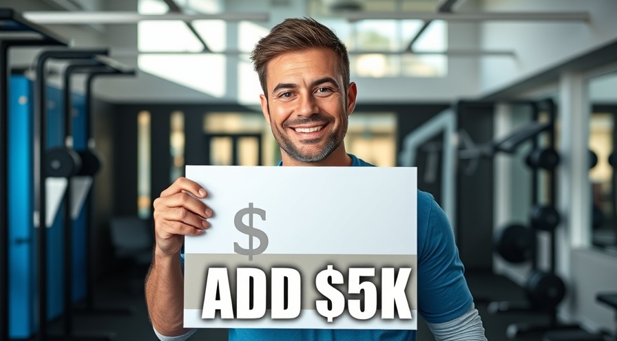 Confident gym owner smiling with a dollar sign, representing gym profits and revenue increase.
