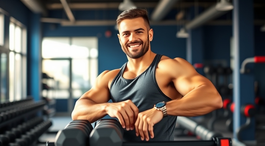 Smiling gym owner promoting innovative fitness solutions in a modern studio.