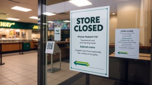 Subway discount marketing strategy poster at closing store.