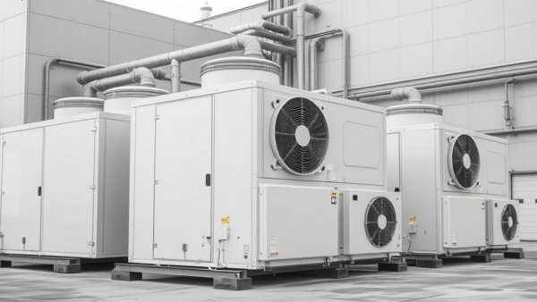 Industrial HVAC systems reflecting 2026 selection trends, monochrome.