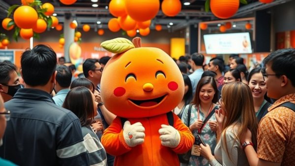 The Peach Cobbler Factory mascot engaging with visitors in Southern Pines.