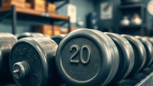 Close-up of worn dumbbells symbolizing consistency in fitness.