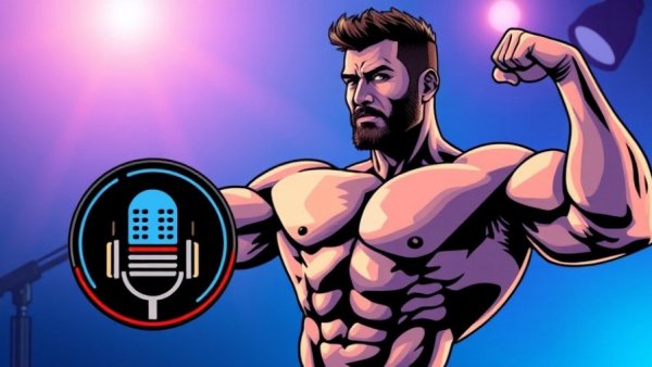 Wesley Vissers flexing, podcast logo, pixelated post.