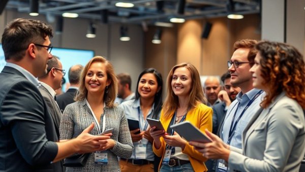 Professionals at a conference discussing Digital Transformation in HVAC