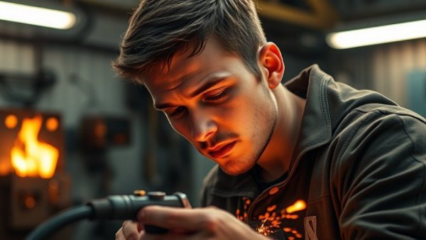 Young man demonstrating HVAC skills gap in workshop.
