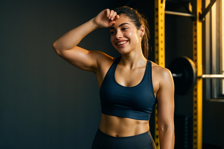 Confident woman after workout showcasing the benefits of joining a gym.