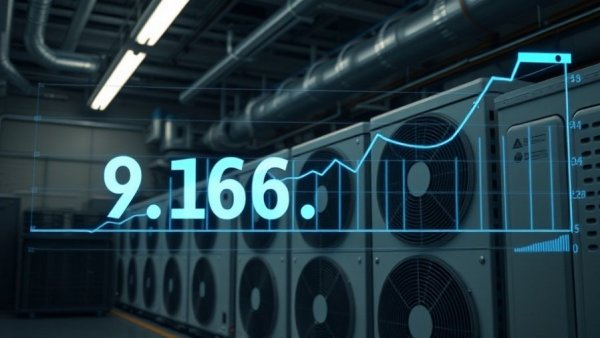 Futuristic HVAC units with digital graph showing price increases.