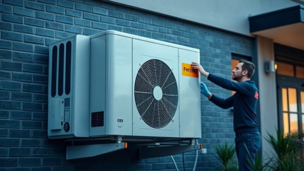 Technician servicing zoned cooling unit for high-end homes.