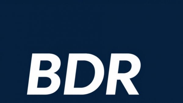 BDR logo in bold white on dark blue background.