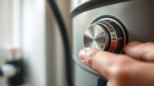 Adjusting water heater control knob for maintenance.