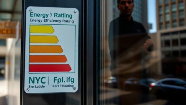 NYC Energy Efficiency Ratings sign showing F grade.