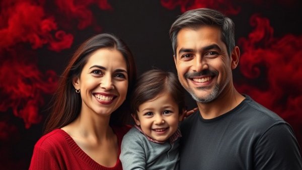 Happy family portrait symbolizing transformative journey of fatherhood.