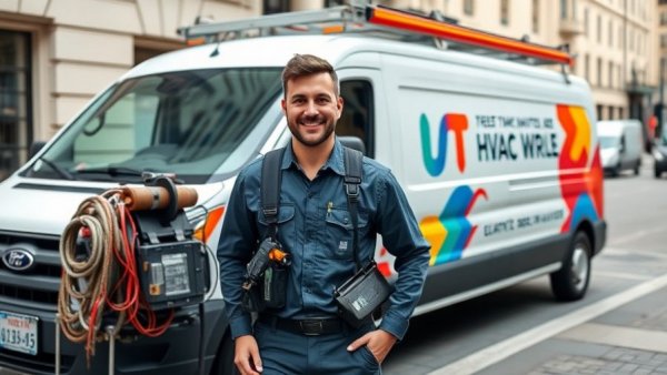 HVAC technician with electric van for contractors.