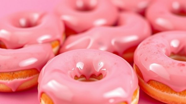 Krispy Kreme Strawberry Original Glazed donuts in pink glaze.