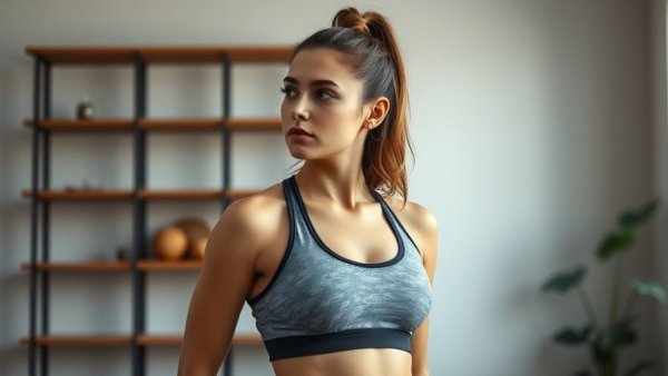 Woman experiencing tough days in fitness, looking thoughtful indoors.