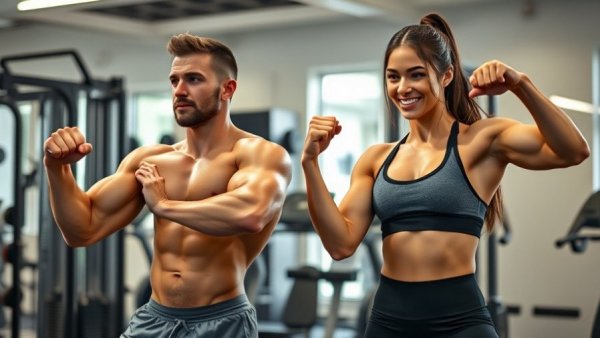 Four unique core exercises demonstrated by muscular individuals in gym