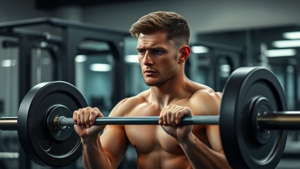 Athlete's incorrect barbell row posture in gym, barbell rows proper technique indicator.