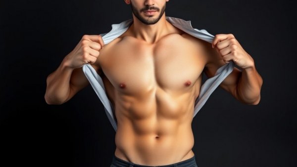 Daily exercises for a flatter stomach featuring a fit man displaying abs.