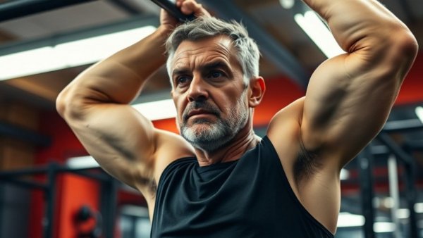 Man demonstrating a pull-up to make pullups much easier in a gym setting.