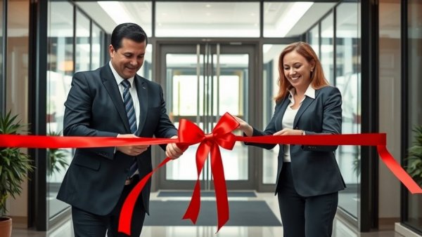 Formal ribbon-cutting ceremony at HVAC training academy in California.