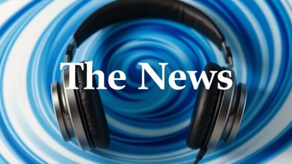 Podcast ad for HVAC topics, featuring headphones and abstract design.