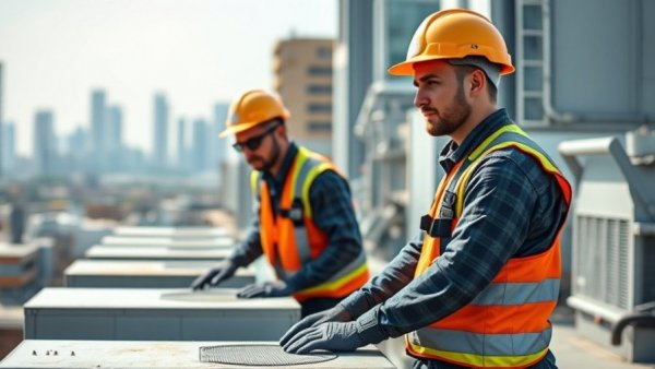 HVAC technicians collaborating on rooftop units under Employer-Directed Skills Act.