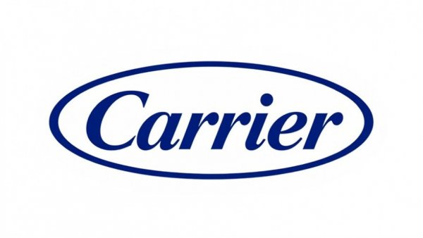 Carrier logo on a blue background, emphasis on clear design.