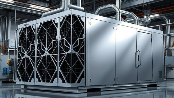 Modern BAC TrilliumSeries dry cooler in industrial setting.