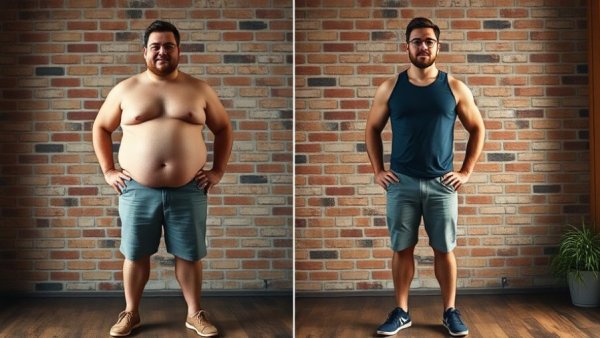 Weight loss journey before and after transformation image