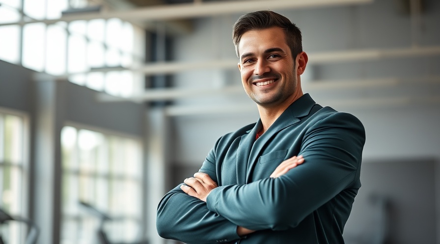 Dynamic athletic executive in gym, embodying fitness brand collaborations and innovation.